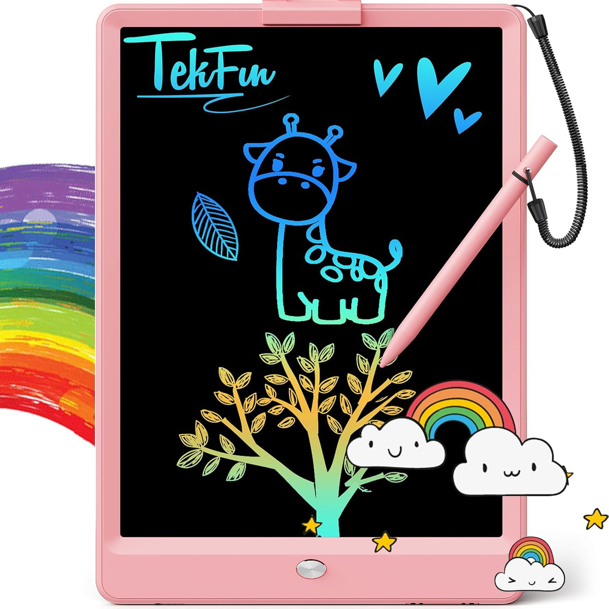 TEKFUN LCD Writing Tablet Doodle Board, 10inch Colorful Drawing Pad for Kids, Mess Free Coloring