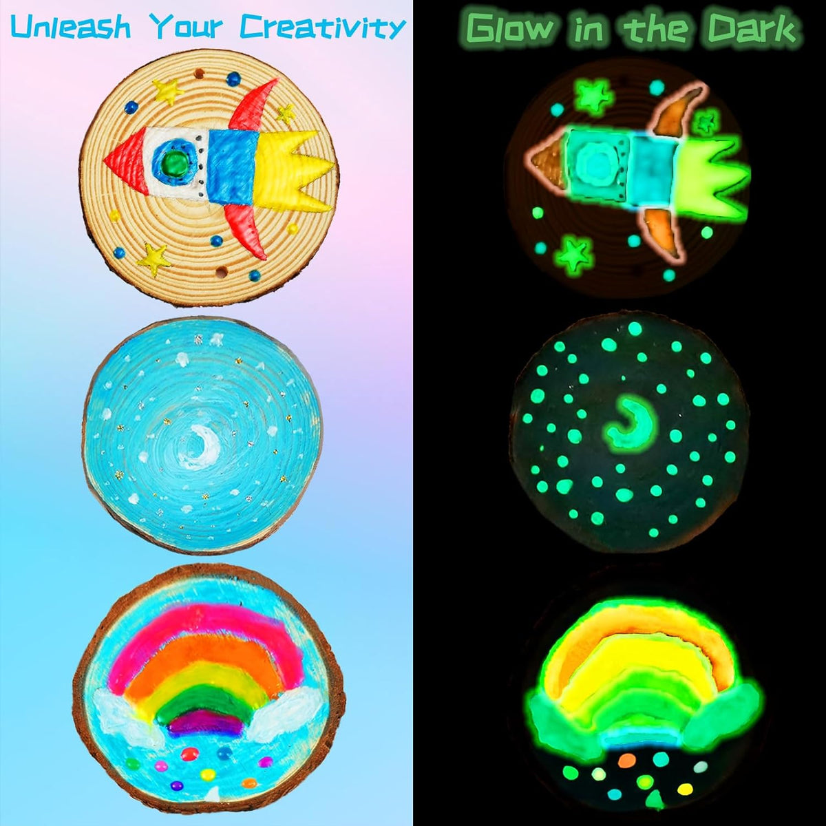 KIRKOTOY Wooden Crafts Kit for Kids-Glow in The Dark-Arts & Crafts Gifts for Boys Girls Age 6-12
