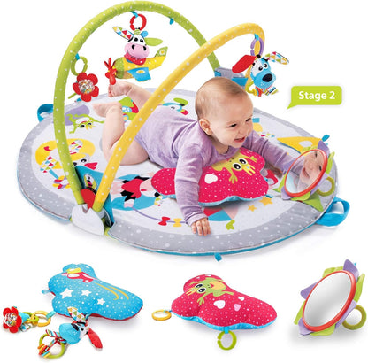 Yookidoo Baby Gym Lay to Sit-Up Playmat. 3-in-1 Newborns Activity Center with Tummy Time Toys
