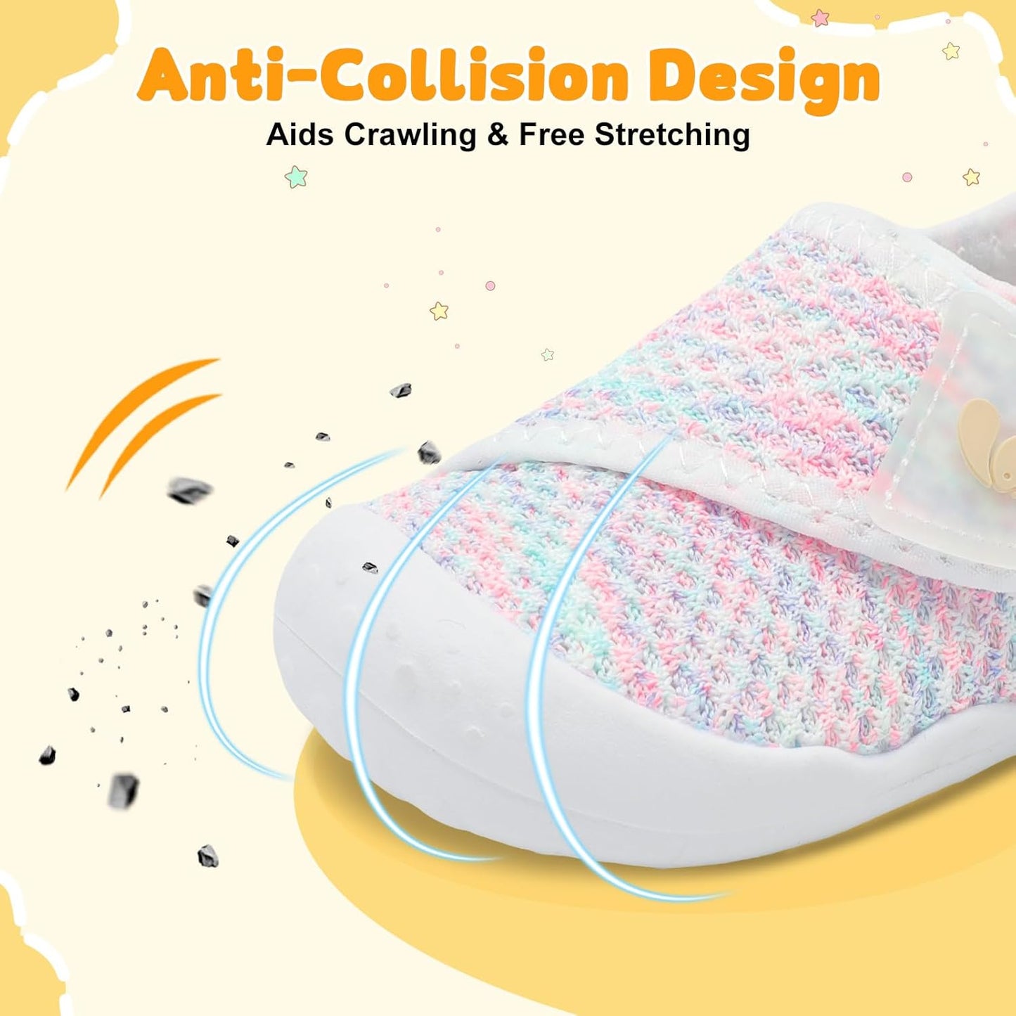 FEETCITY Baby First Walking Shoes Wide Baby Shoes Infant Sneakers Newborn Crib Shoe Barefoot