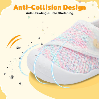 FEETCITY Baby First Walking Shoes Wide Baby Shoes Infant Sneakers Newborn Crib Shoe Barefoot
