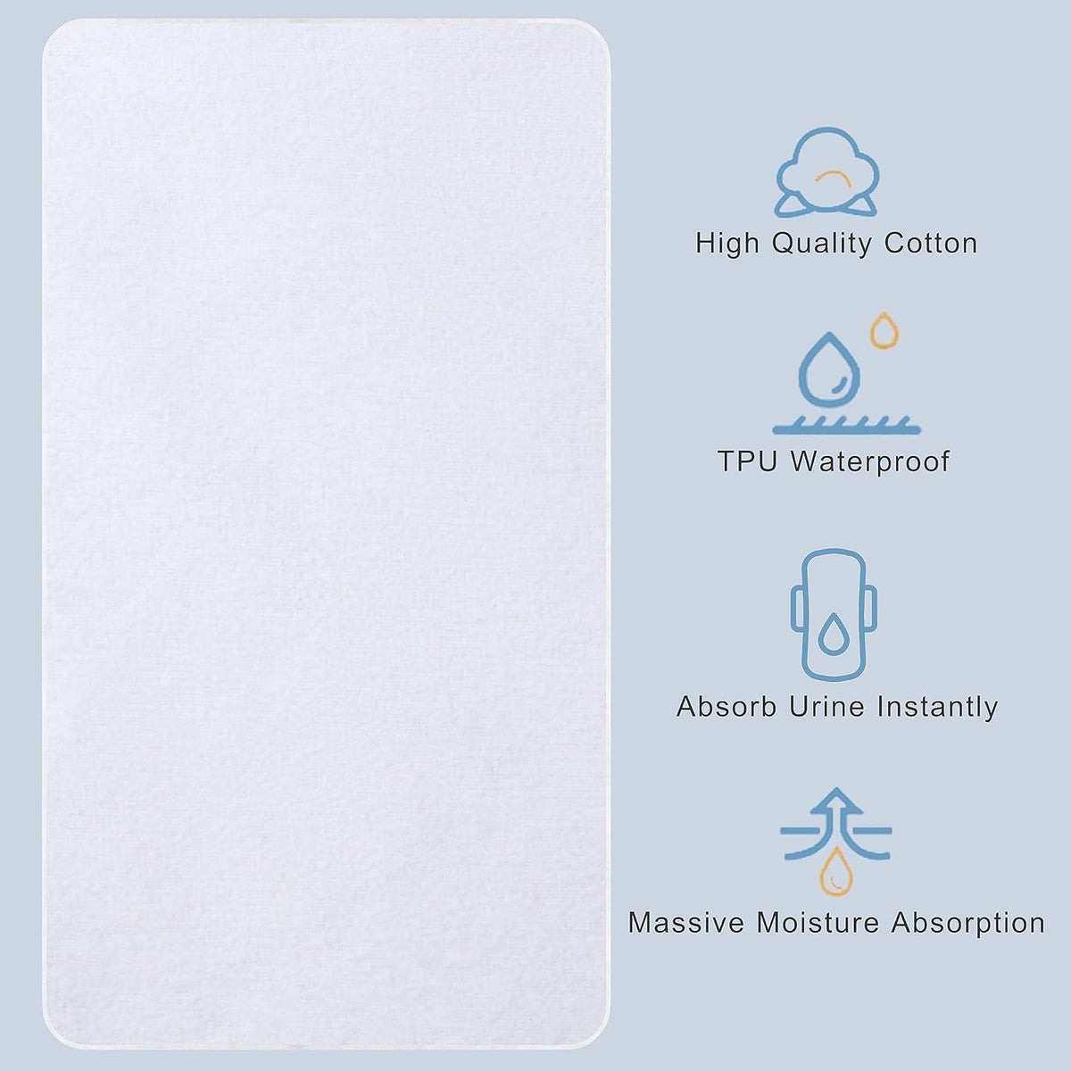 Flannel Crib Protector Pad，100％ Waterproof Mattress Protector Pad, One Size, 27" X 39"