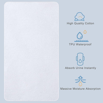 Flannel Crib Protector Pad，100％ Waterproof Mattress Protector Pad, One Size, 34" X 36"