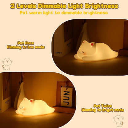 Tremdwoto Cat Night Light for Kids,Cute Colorful Night Light Baby Girl Squishy Night Light Lamp 1/3