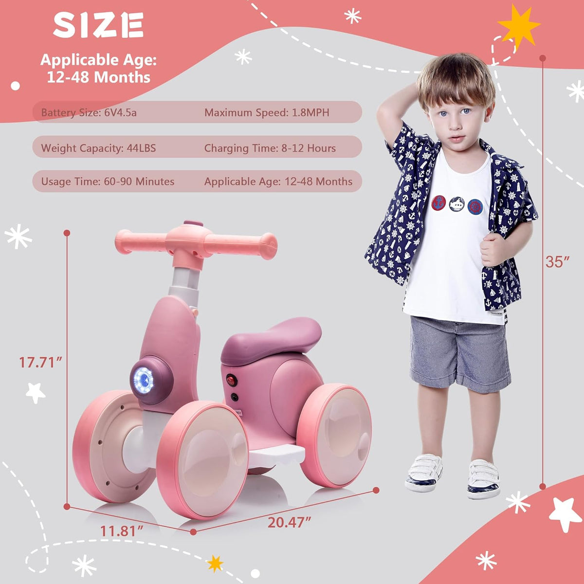 6V Electric Baby Balance Bike with Bubble Machine,4 in 1 Toddler Balance Bike w/Remote for 1 Year
