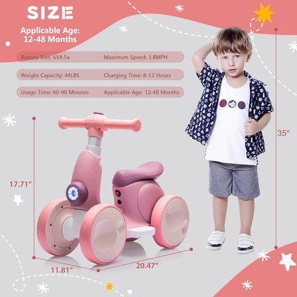 6V Electric Baby Balance Bike with Bubble Machine,4 in 1 Toddler Balance Bike w/Remote for 1 Year