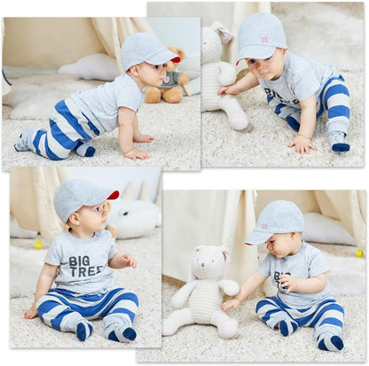 Keepersheep Baby Reversible Baseball Cap Infant Sun Hat, Cotton Knit Soft Brim for Infant Toddler