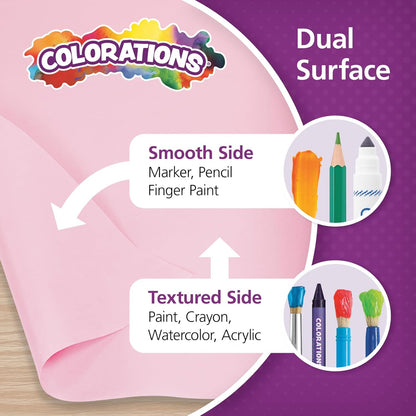 Colorations Arts and Crafts Paper Roll - 36" x 1000', Pink, Dual Surface, Markers, Finger Paints