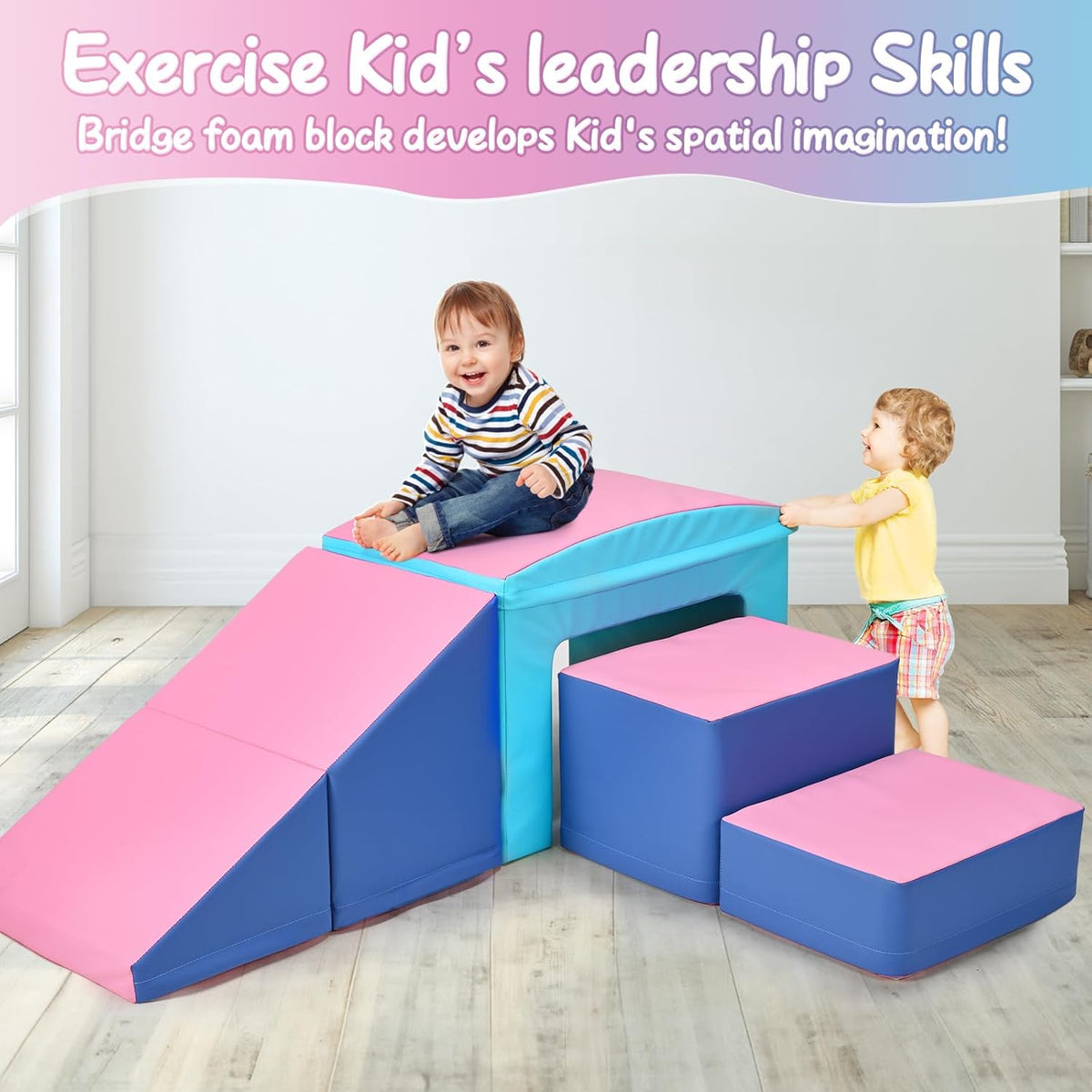 SURPCOS Crawl and Climb Foam Play Set, 6 Pcs Climbing Toys for Toddlers 1-3, Climb and Crawl