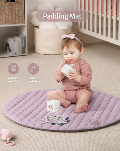 Blissful Diary Baby Play Gym Mat, Tummy Time Activity Mat with 6 Detachable Toys for Stage-Based