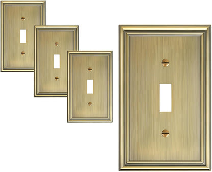 4-Pack Single Toggle Light Switch Cover Plate, Durable Solid Zinc Alloy Decorative Switch Plate