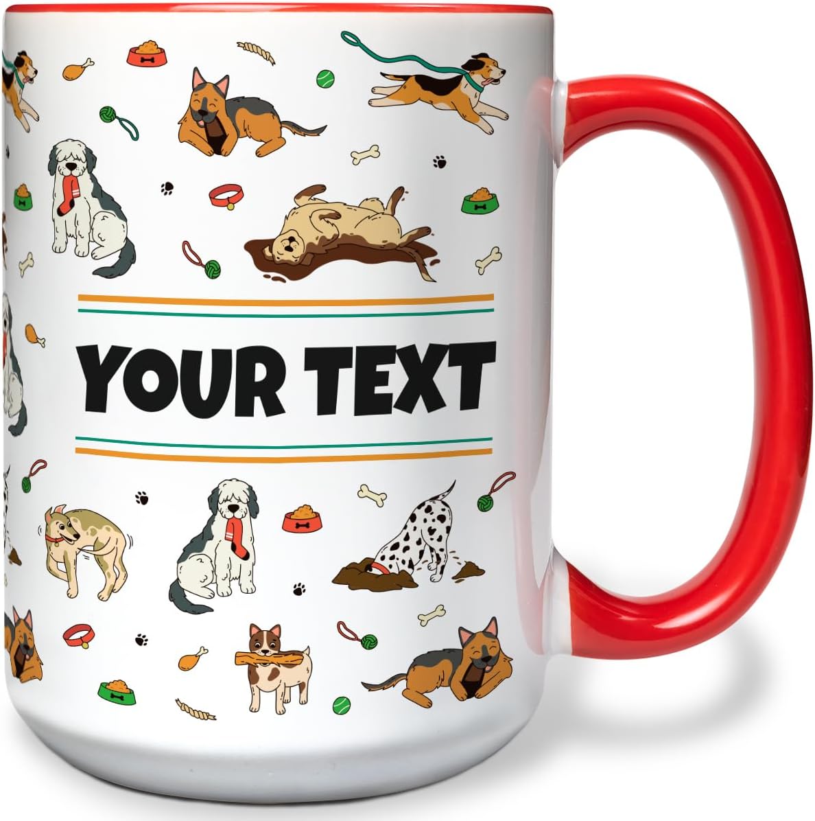 Personalized Mug for Kids - Dogs - Custom Name/Text, Ceramic Hot Chocolate/Cocoa/Coffee Cup for