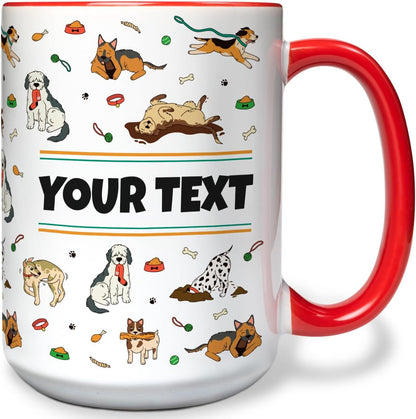 Personalized Mug for Kids - Dogs - Custom Name/Text, Ceramic Hot Chocolate/Cocoa/Coffee Cup for