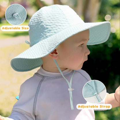 HONGTEYA Baby Sun Hat Toddler Girl Beach Hat Adjustable Outdoor Summer Hat UPF 50+ Sun Protection