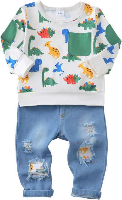 Toddler Baby Boy Outfits Fall Winter Clothes Color Block Long Sleeve Sweatshirt Tops + Jogger Pants