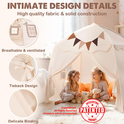 Little Dove Extra Large Kids Play Tent with Flags & Star Lights, Portable & Foldable Teepee Tents