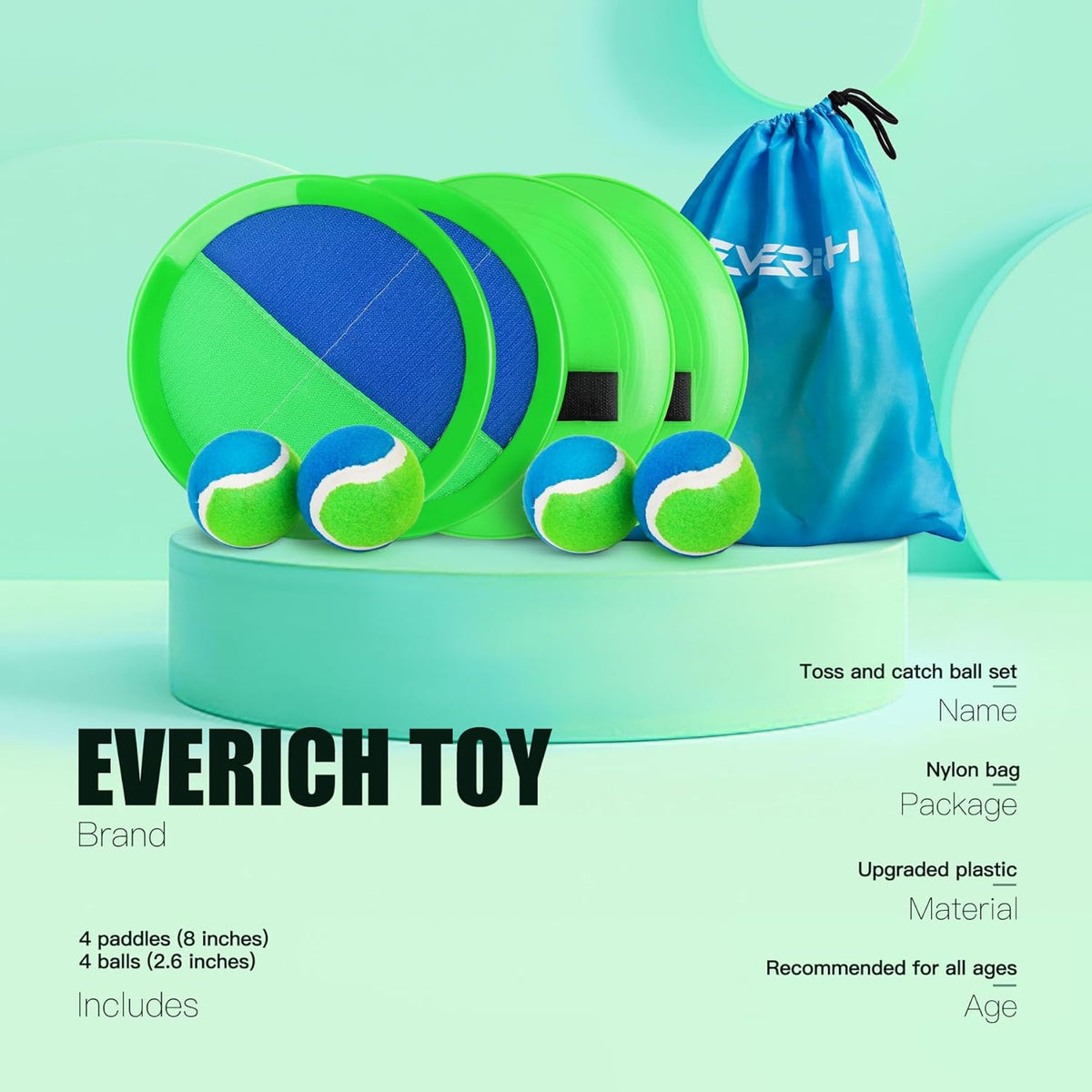 EVERICH Upgraded Toss and Catch Ball Game Set - Indoor and Outdoor Games for Kids 3-12, Beach Sand