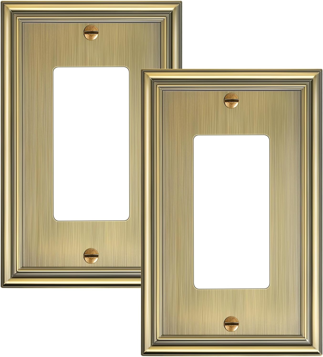 2-Pack Decorator Outlet Cover Plate, Antique Brass Decorative Switch Plates and Outlet Covers