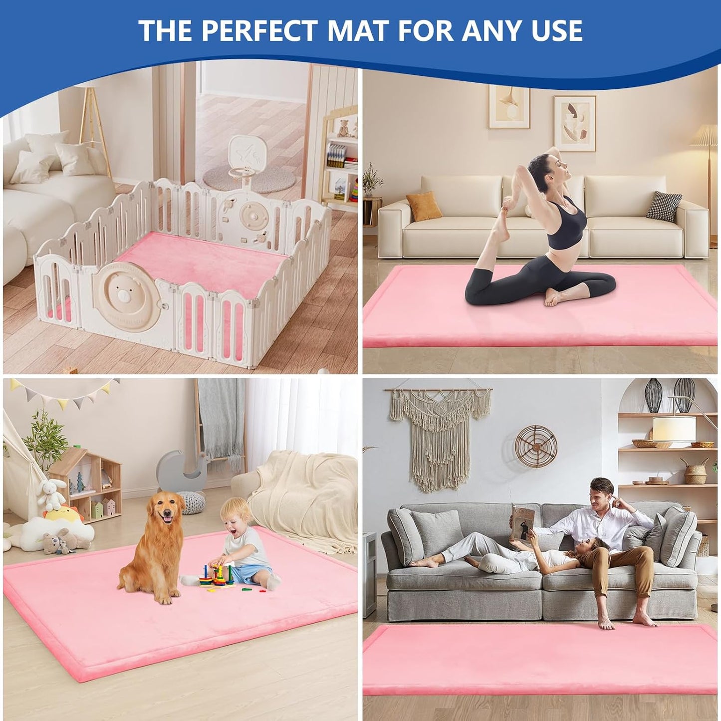 Baby Play Mat for Floor,1.3" Thick Memory Foam Tummy Time Mat for