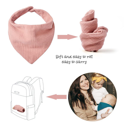 Konssy Muslin Baby Bibs 10 Pack Baby Bandana Drool Bibs 100% Cotton for Unisex Boys and Girls, Soft