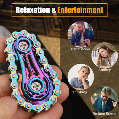 Bike Chain Gear Fidget Spinner for Stress Relief, Metal Sprocket Chain Fidget Toy for Kids Adults