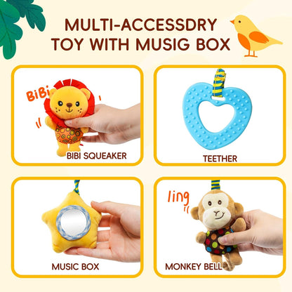 Jollybaby Crib Stroller Car Seat Toys for Baby 0-3-6-9-12 Months, Tummy Time Hanging Sensory Toys