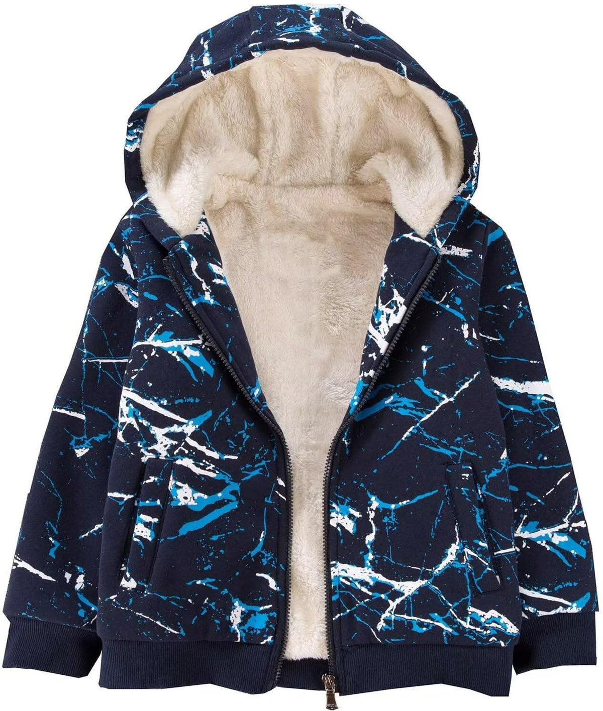 Bumeex Kids Boy's Girl's Sherpa Fleece Lined Jacket Spring Fall Winter Zip up Sweatshirt Hoodie