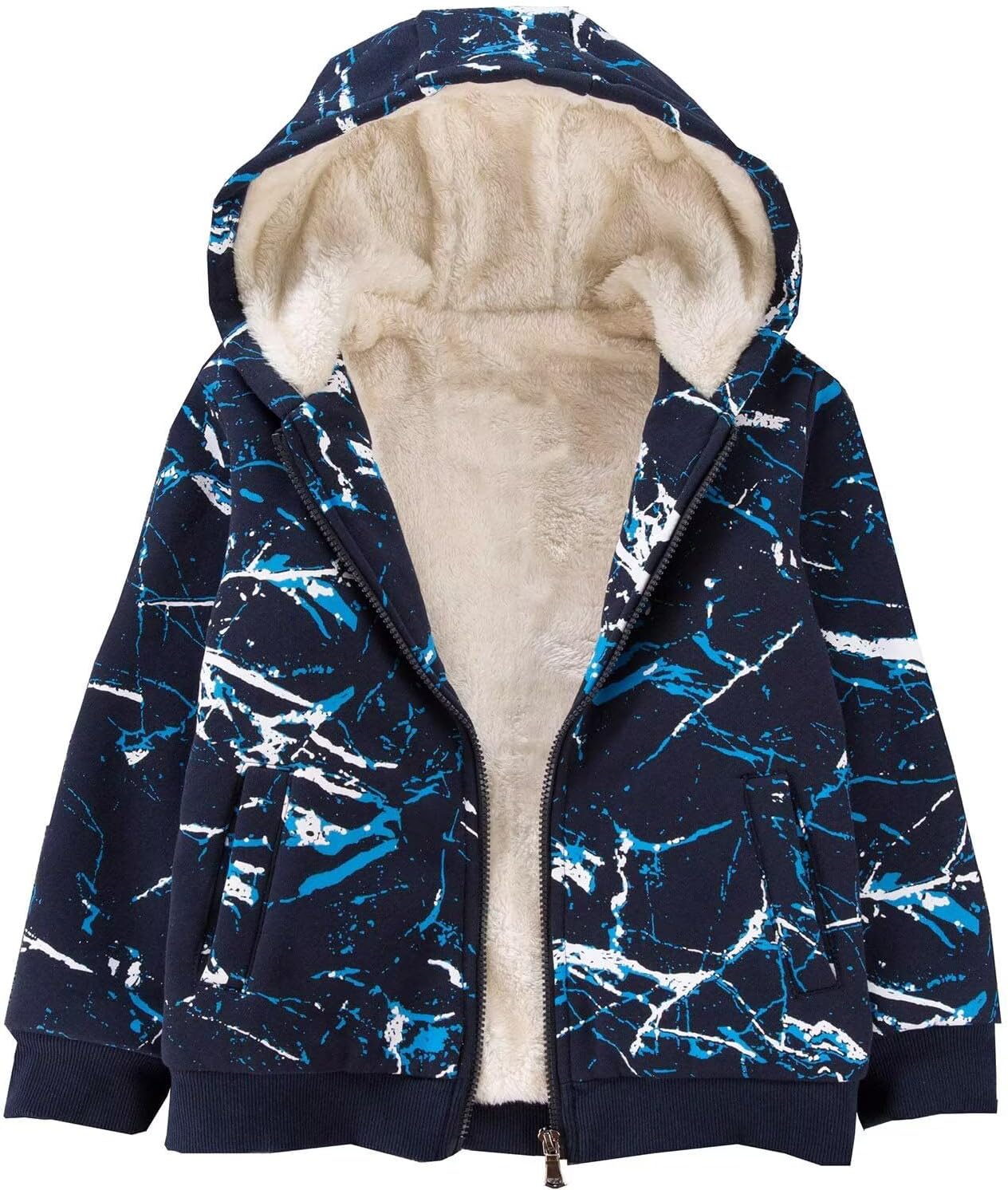 Bumeex Kids Boy's Girl's Sherpa Fleece Lined Jacket Spring Fall Winter Zip up Sweatshirt Hoodie