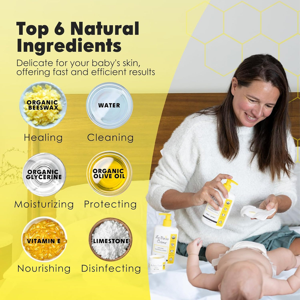 La Petite Creme French Premium Liniment Baby Lotion - Diaper Cream Alternative to Wet Wipes