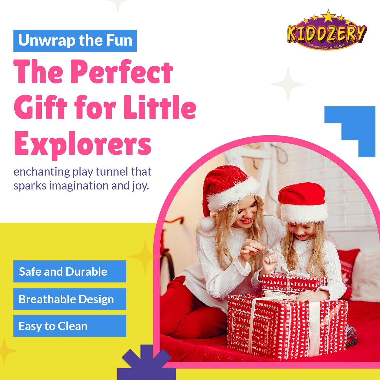 Kids Play Tunnel Set for Toddlers Double Tunnels for Indoor and Outdoor Fun | Pop-Up Crawl Tunnels