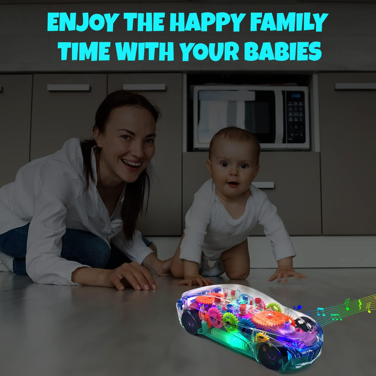 Light Up Transparent Sensory Car - Fun and Interactive Toy for Kids- Music Car with LED Light Up