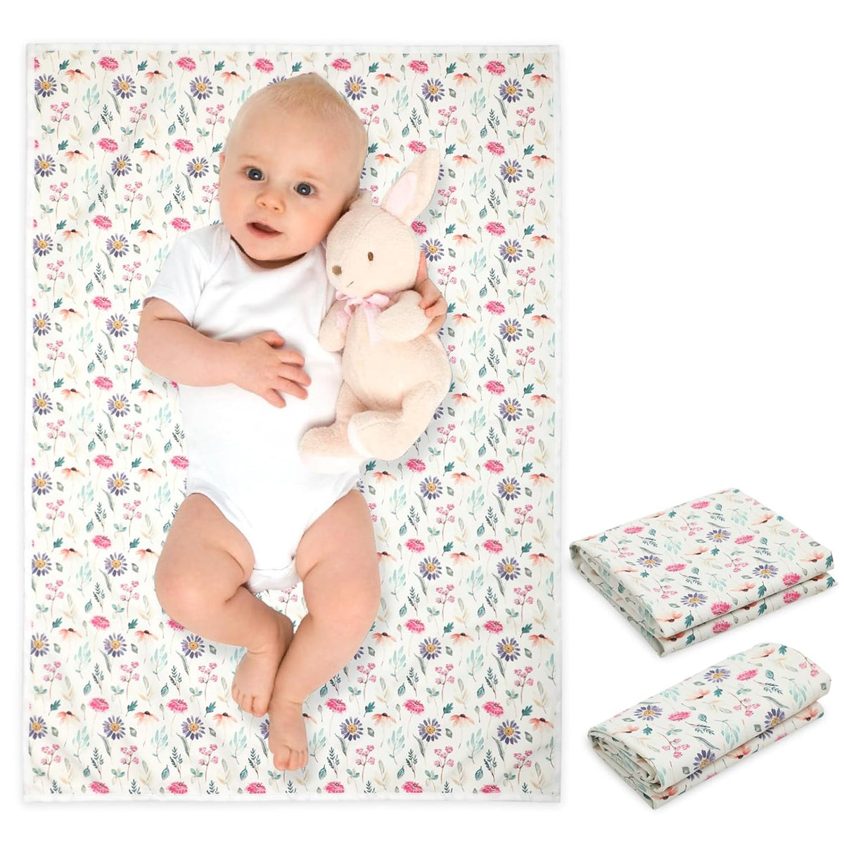 Vegan Leather Baby Changing Mat - Wipeable Portable Changing Pad, Foldable Travel Changing Mat for