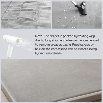 MAXYOYO Grey Coral Velvet Area Rug, Thick Japanese Tatami Mat Living Room Carpet with Non-Slip