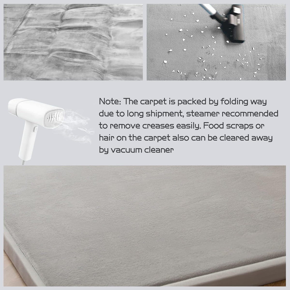 MAXYOYO Grey Coral Velvet Area Rug, Thick Japanese Tatami Mat Living Room Carpet with Non-Slip