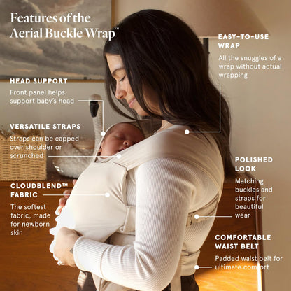 WildBird - Aerial Buckle Wrap - 0-6 Months - Standard (XS-XL) Sparrow - Newborn Baby Carrier