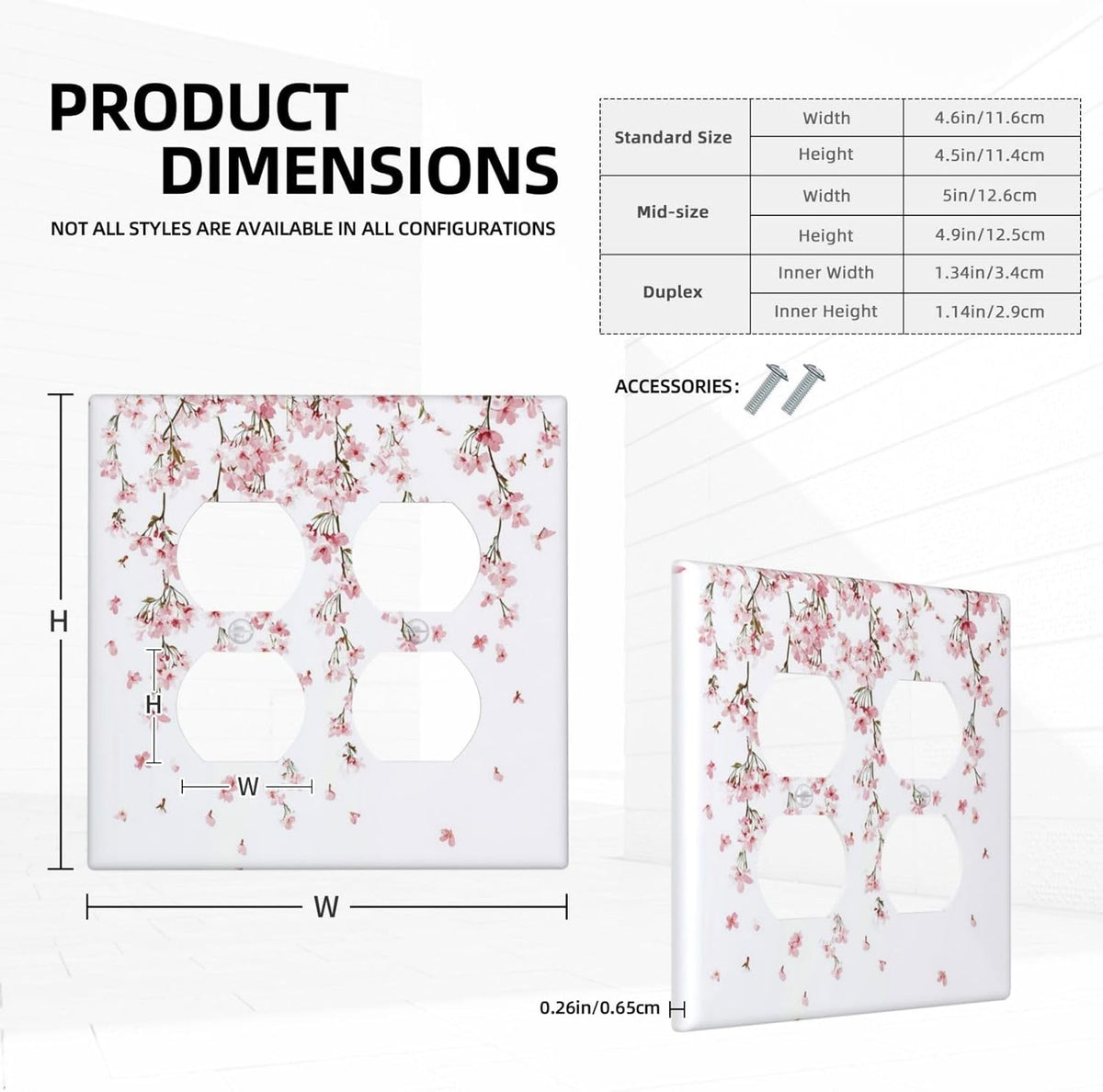 Outlet Covers Sakura Plant Floral Pink Flowers 2 Gang Double Duplex Decorative Light Switch Covers