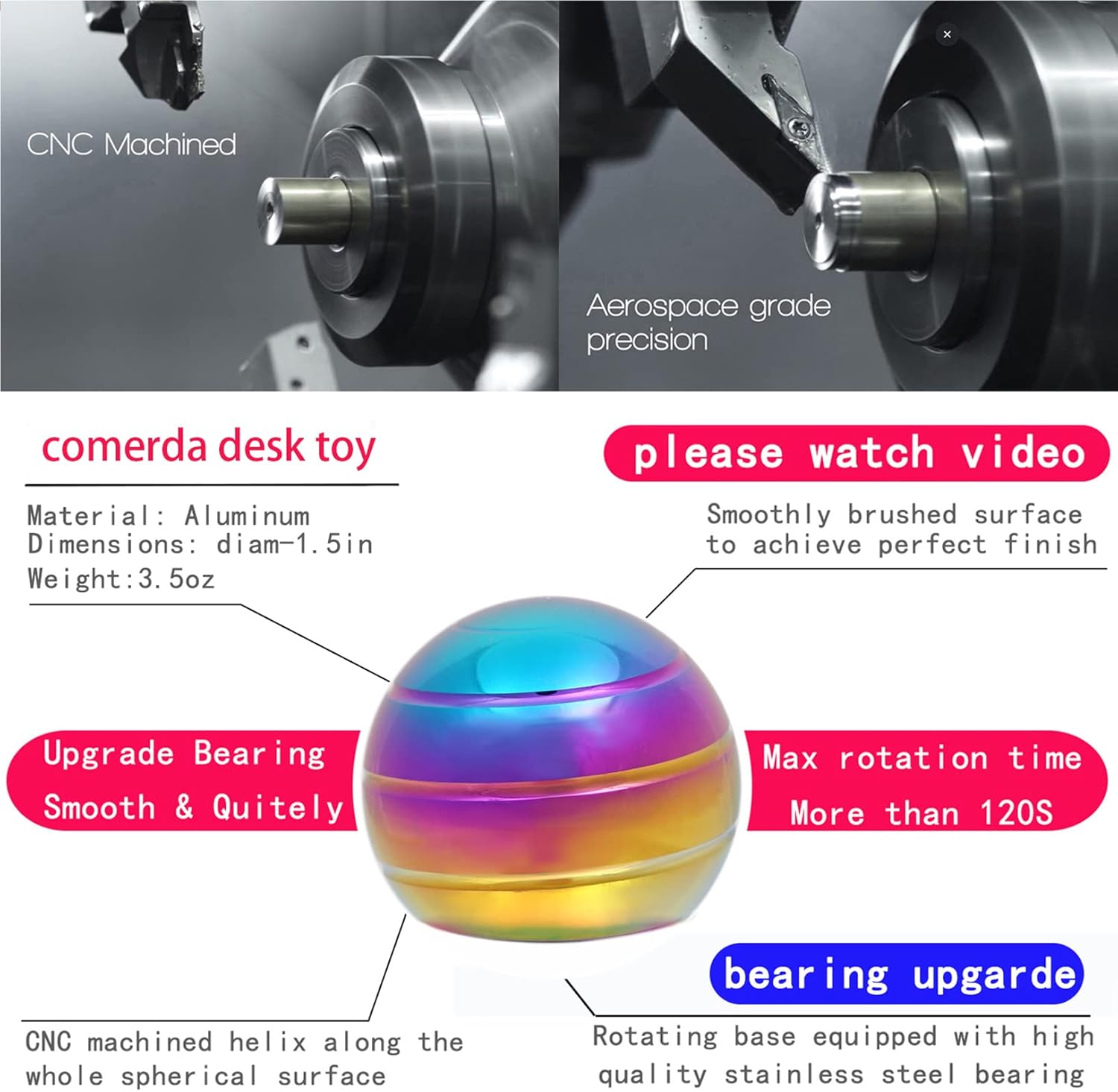 Desk-Fidget-Toys for Kinetic-Toy: Cool-Gadgets Cool-Stuff for Adults Kids Teens, Spinning Up to 180