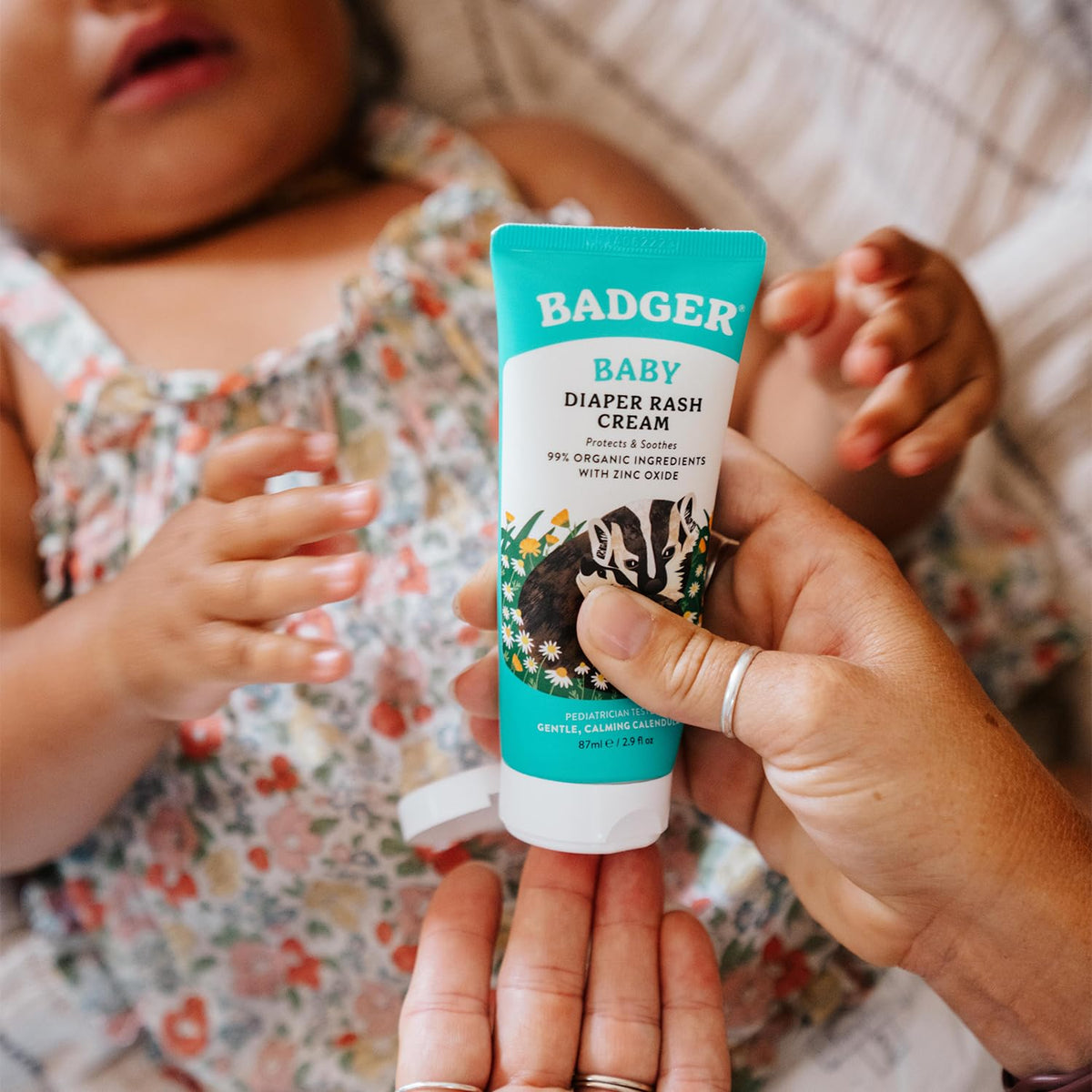 Badger Diaper Cream, 99% Organic Diaper Rash Cream for Baby, Zinc Oxide Ointment w/Soothing