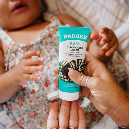 Badger Diaper Cream, 99% Organic Diaper Rash Cream for Baby, Zinc Oxide Ointment w/Soothing