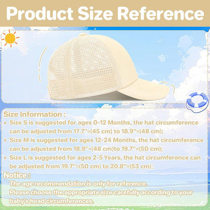 qikqik Baby Baseball Cap Toddler Baseball Hat with Mesh Infant Sun Hat UPF 50+ Baby Ball Cap