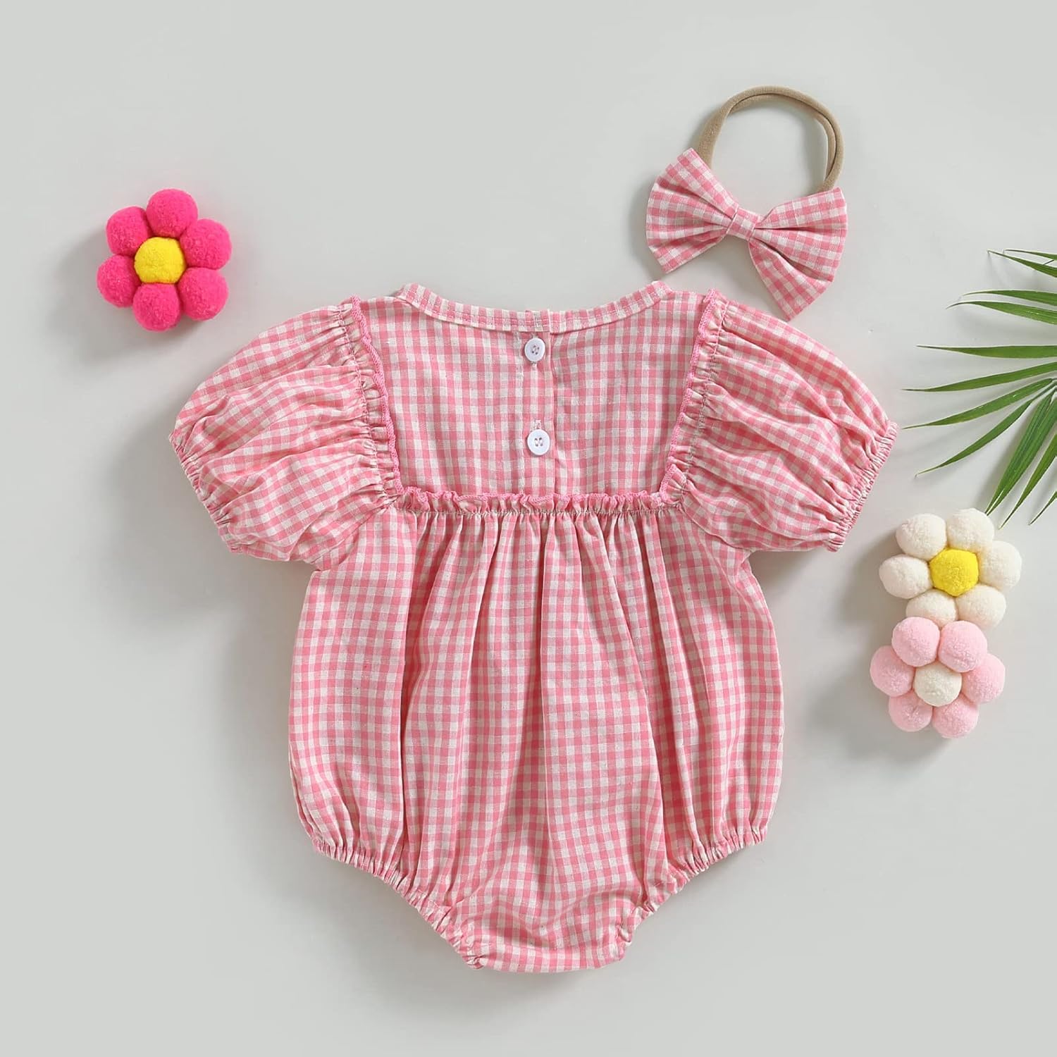 Douhoow Infant Baby Girl Plaid Romper Baby Sweatshirt Romper Ruffle Festival Clothes Fall Winter