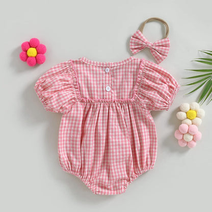Douhoow Infant Baby Girl Plaid Romper Baby Sweatshirt Romper Ruffle Festival Clothes Fall Winter
