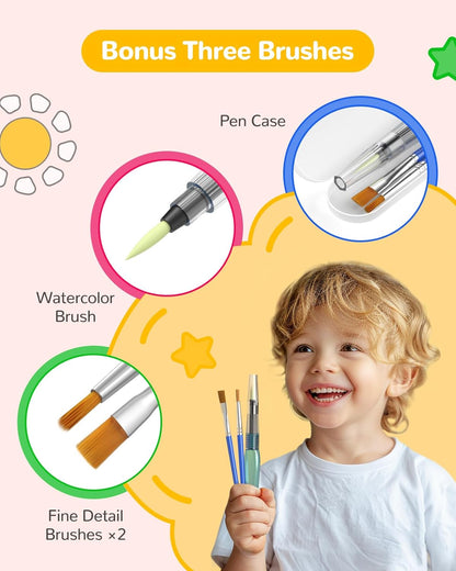 TECJOE Paint with Water Coloring Books for Toddlers, Princess Series Watercolor Set with 3 Brushes