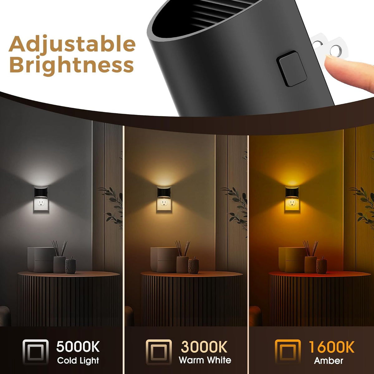 L LOHAS LED Night Lights Plug into Wall with 3CCT Adjustable (1600K/3000K/5000K), 1W Nightlight