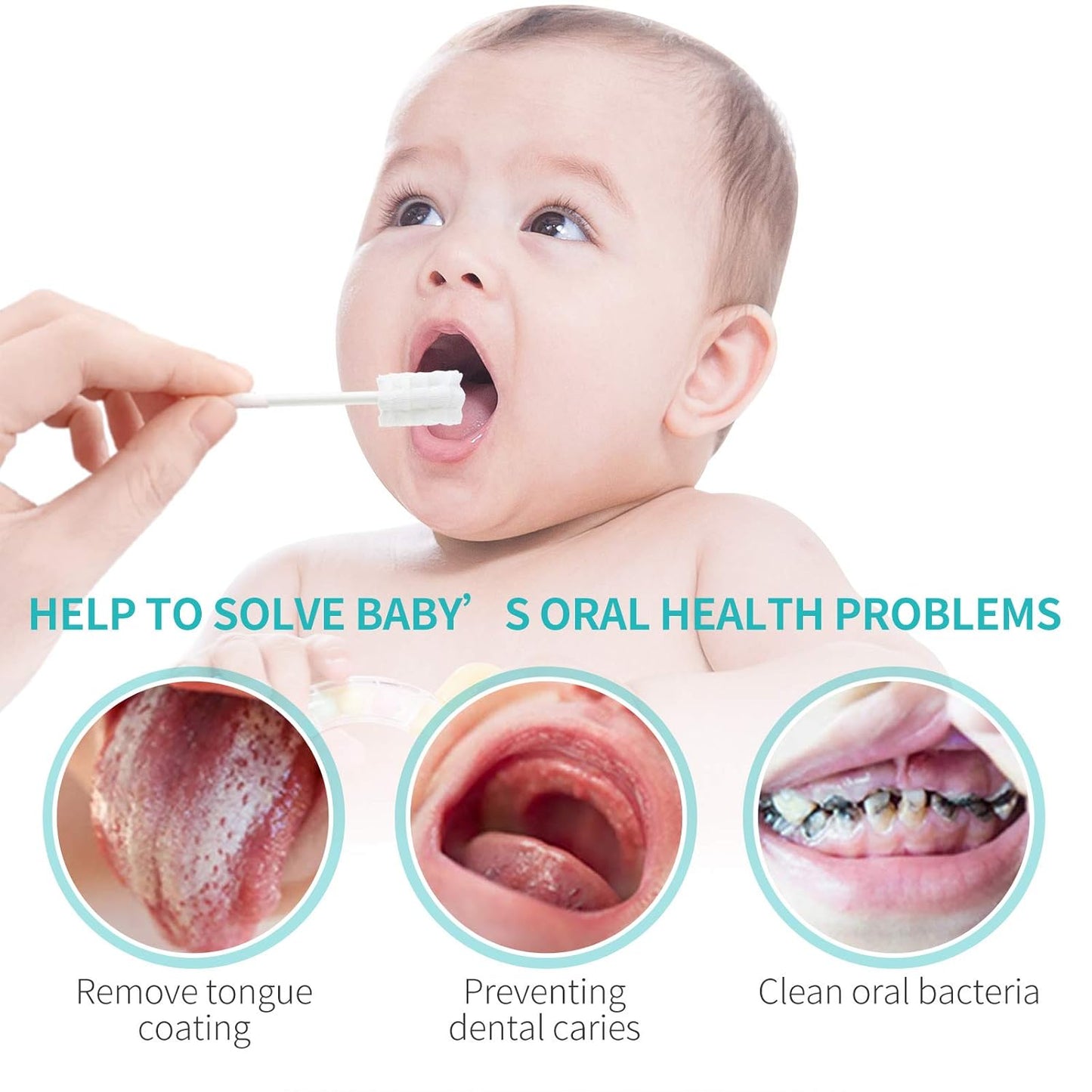 dearlomum Baby Tongue Cleaner, Newborn Toothbrush, 48PCS Disposable Infant Clean Mouth,Gauze Gum