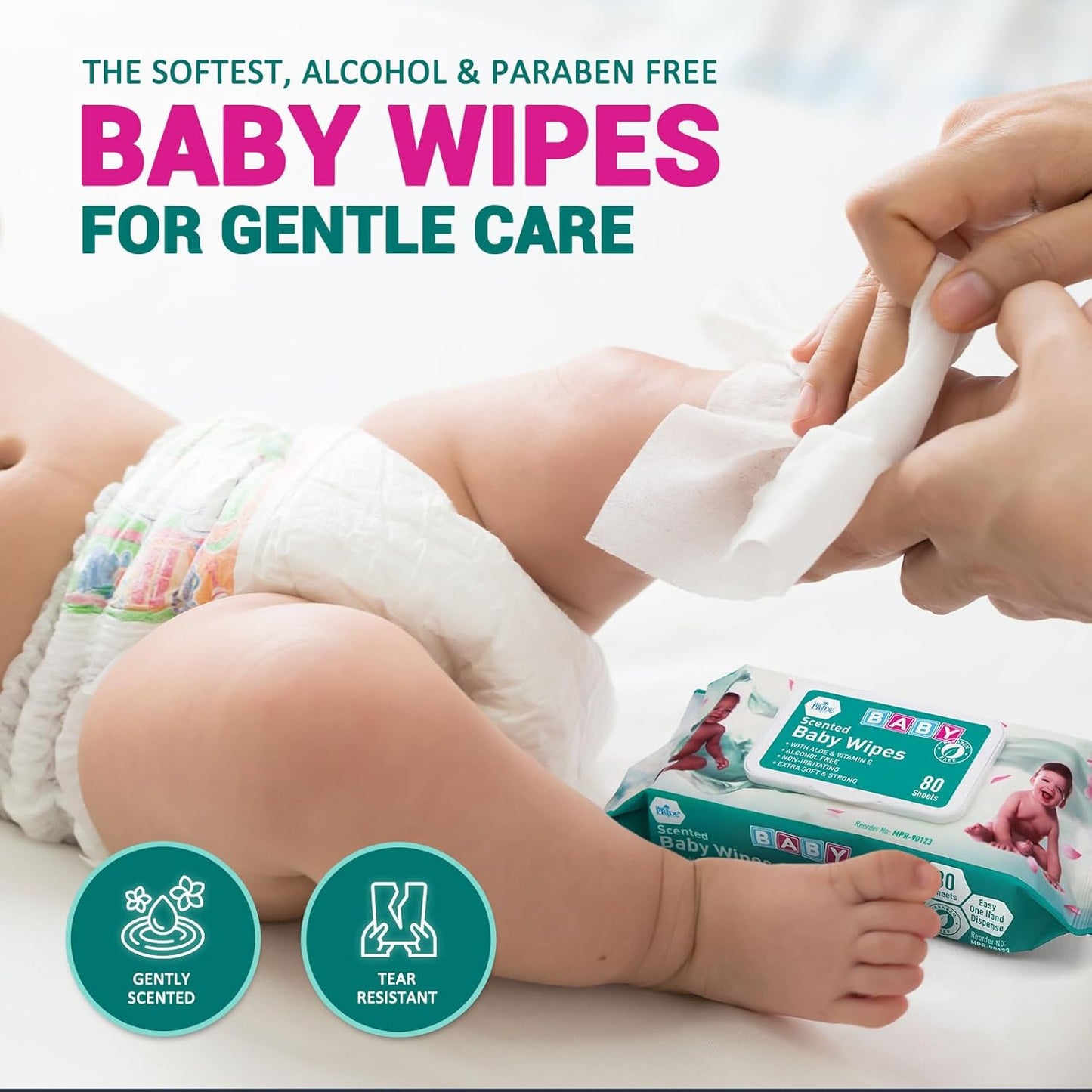 MED PRIDE Scented Baby Wipes Packs in Bulk, 24 Packs X 80 = 1920 Count, Alcohol-Free, Paraben-Free