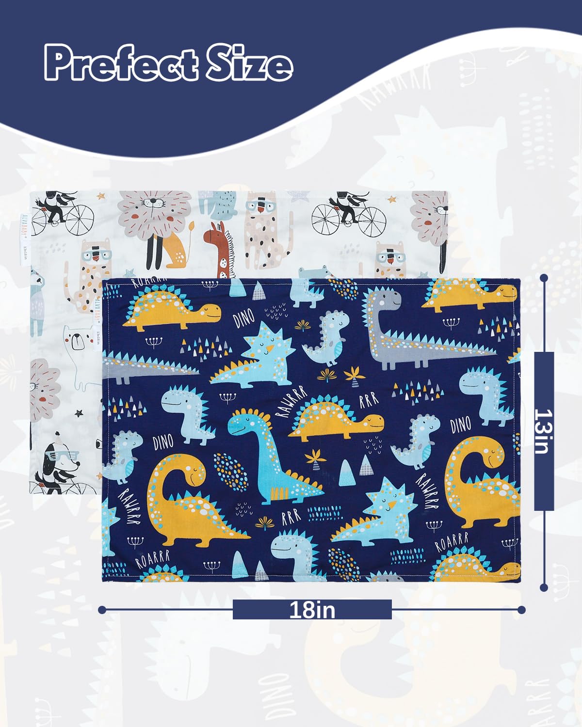 ALVABABY Toddler Pillowcases 2 Pack Organic Cotton Kids Pillow Cover Fit 13"x 18" or 12"x18"