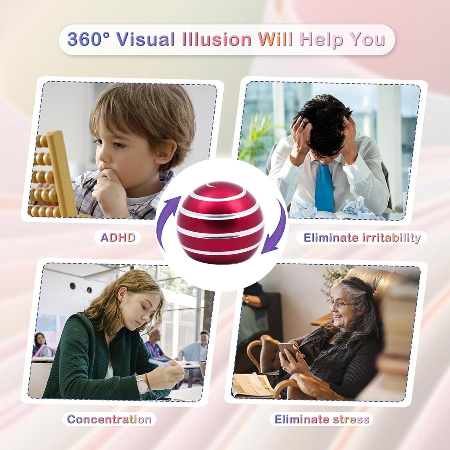 Desk-Toys for Fidget Kinetic-Cool-Gadgets: Cool-Stuff for Kid Children Teen Adult, Optical-Illusion