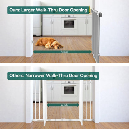 Babelio 34" Extra Tall Baby/Dog Gate with No Threshold Design Walk Thru Door, 26-43" Auto Close