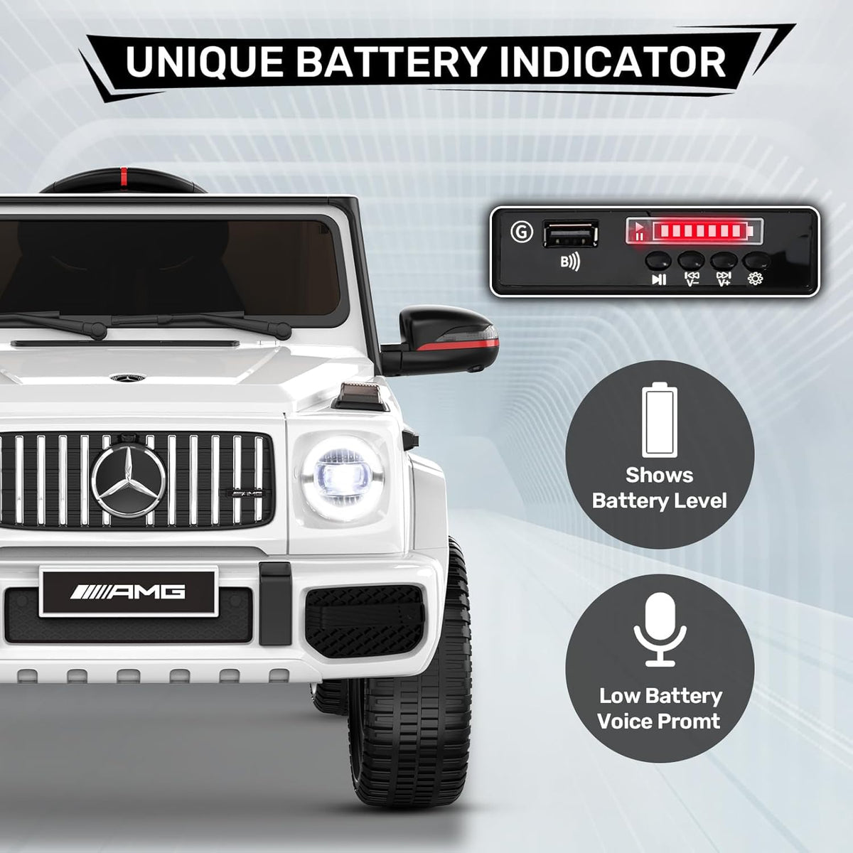 ANPABO 12V 7AH Licensed Mercedes-Benz G63 Electric Car for Kids, White